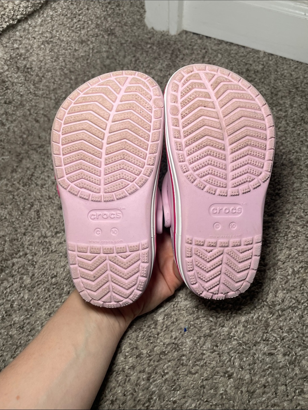 CROCS Kids' Light Pink Clog with Pink Trim BAYABAND STYLE - 10c - Picture 7 of 9